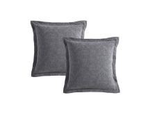 Private Collection Pair of Marbella Dark Grey 100% Cotton Matelasse European Pillowcases 65 x 65cm