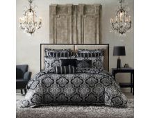 Davinci Chamonix Silver Damask Jacquard Quilt Cover Set King