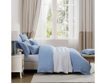 Private Collection Marbella Blue 100% Cotton Matelasse Quilt Cover Set Queen