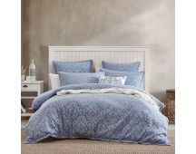 Private Collection Monterey Wedgwood Plain Dyed Chenille Jacquard Quilt Cover Set Queen