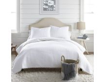 Jenny Mclean Clavo Pompom White 3 Piece 100% Cotton Coverlet Set Queen