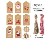 100Pack Xmas Decoration 350g Thicken Kraft Paper Gift Tag Wrapping Kraft Tag Hang Tags(Style C)