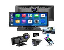 10.26" Wireless Apple Android Carplay Dual Dash Cam Front Rear Camera with 64G Card