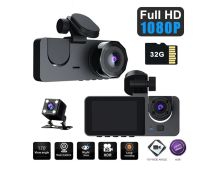 3 Channel Car DVR HD 1080P Vehicle Dash Cam Three Way Camera DVRs Recorder with 32 GB Card