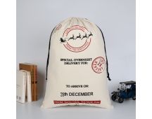 Large Christmas XMAS Hessian Santa Sack Stocking Bag Reindeer Children Gifts Bag, Cream - Express Delivery (2)