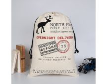 Large Christmas XMAS Hessian Santa Sack Stocking Bag Reindeer Children Gifts Bag, Cream - Reindeer Express Delivery