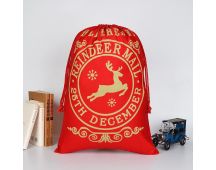 Large Christmas XMAS Hessian Santa Sack Stocking Bag Reindeer Children Gifts Bag, Red - Delivery by Reindeer