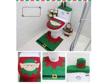 4pcs Christmas Toilet Seat Cover Rug Bathroom Set Santa Snowman Xmas Home Décor, Elf