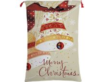 Large Christmas XMAS Hessian Santa Sack Stocking Bag Reindeer Children Gifts Bag, Merry Christmas Bells