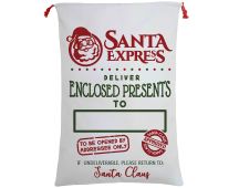 Large Christmas XMAS Hessian Santa Sack Stocking Bag Reindeer Children Gifts Bag, Cream - Santa Express