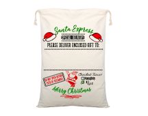 Large Christmas XMAS Hessian Santa Sack Stocking Bag Reindeer Children Gifts Bag, Cream - Delivery Enclosed Gift