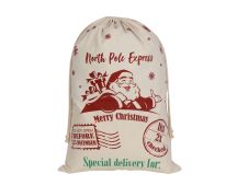 Large Christmas XMAS Hessian Santa Sack Stocking Bag Reindeer Children Gifts Bag, Cream - Snowflakes Santa