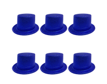 6x Glitter Top Hat Fancy Party Plastic Costume Tall Cap Fun Bulk - Blue