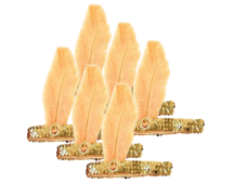 6x 1920s FLAPPER HEADBAND Headpiece Feather Sequin Charleston Costume Party BULK - Gold/Orange