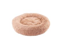 Medium-50cm peach PawfectFriend Dog Pet Cat Calming Bed Plush Beds Large Fluffy Donut Comfy Cushion Puppy Mat