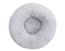 Medium-50cm light-grey PawfectFriend Dog Pet Cat Calming Bed Plush Beds Large Fluffy Donut Comfy Cushion Puppy Mat