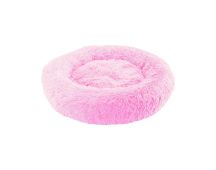 Large-60cm pink PawfectFriend Dog Pet Cat Calming Bed Plush Beds Large Fluffy Donut Comfy Cushion Puppy Mat