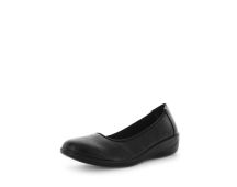 AEROCUSHION Women's MARTI Flats Black Smooth Shoe 6US