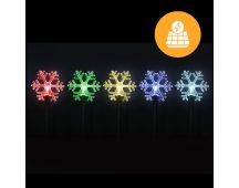 Solar Snowflake Path Lights – 5 Pack, 35cm available in 2 Colors - Multicolor