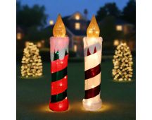 LED Tinsel Candle 77cm Twinkle, available in 2 Colors - Red & Green