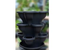 Single 3 Tier Large Verandah Planter - Charcoal