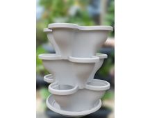 Single 3 Tier Large Verandah Planter - Stone White