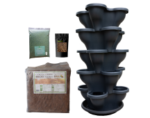 Single 5 Tier Large Verandah Planter Garden Kit (Inc Coir, A & B Nutrient and Bardee Superfly Organic Booster) - Charcoal