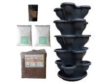 Single 5 Tier Large Verandah Planter Garden Kit (Inc Coir, A & B Nutrient and Bardee Superfly Organic Booster) - Charcoal