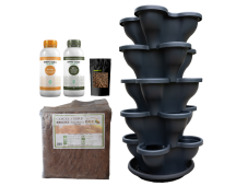 Single 5 Tier Large Verandah Planter Garden Kit (Inc Coir, A & B Nutrient and Bardee Superfly Organic Booster) - Charcoal