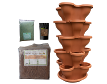 Single 5 Tier Large Verandah Planter Garden Kit (Inc Coir, A & B Nutrient and Bardee Superfly Organic Booster) - Terracotta