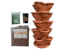 Single 5 Tier Large Verandah Planter Garden Kit (Inc Coir, A & B Nutrient and Bardee Superfly Organic Booster) - Terracotta