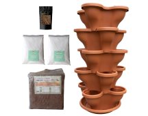 Single 5 Tier Large Verandah Planter Garden Kit (Inc Coir, A & B Nutrient and Bardee Superfly Organic Booster) - Terracotta