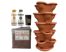 Single 5 Tier Large Verandah Planter Garden Kit (Inc Coir, A & B Nutrient and Bardee Superfly Organic Booster) - Terracotta