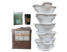 Single 5 Tier Large Verandah Planter Garden Kit (Inc Coir, A & B Nutrient and Bardee Superfly Organic Booster) - Stone White