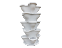 Single 5 Tier Large Verandah Planter - Stone White