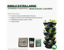 Single 5 Tier Extra Large Verandah Planter Garden Kit (Inc Coir, A & B Nutrient and Bardee Superfly Organic Booster) - Charcoal