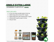 Single 5 Tier Extra Large Verandah Planter Garden Kit (Inc Coir, A & B Nutrient and Bardee Superfly Organic Booster) - Stone White