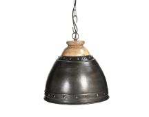 WASHED IRON AND WOOD LAMPSHADE