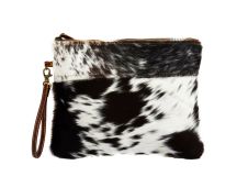 EVERYDAY COWHIDE ZIP CLUTCH BAG