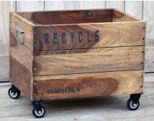 INDUSTRIAL RECYCLE BASKET ON CAST IRON WHEELS