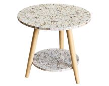 MOTHER OF PEARL MOSAIC HARMONY TW0-TIERED SIDE TABLE