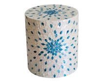 MOTHER OF PEARL AQUAMARINE DREAM STOOL/SIDE TABLE