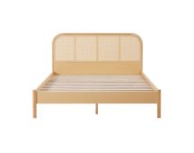 Lulu Bed Frame with Curved Rattan Bedhead - Double