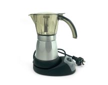 Silver Electric Moka Coffee Maker Espresso Machine Italian Classic 6 Cups Auto Power