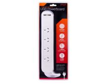 4 Outlet Powerboard With Surge Protection and Dual USB Charger