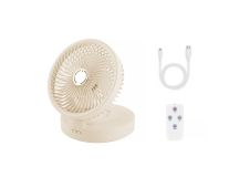 USB Rechargeable Auto Oscillation Tilt Adjustable Cordless Fan with Remote Control and Night Light Wall Mountable