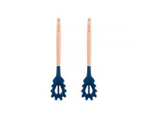 2pcs Beechwood & silicone pasta server navy