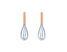 2pcs Beechwood & silicone whisk navy