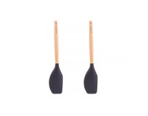 2pcs Beechwood & silicone spatula charcoal