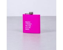 175ml Stainless Steel Hip Flask w Funny Quotes-Pink